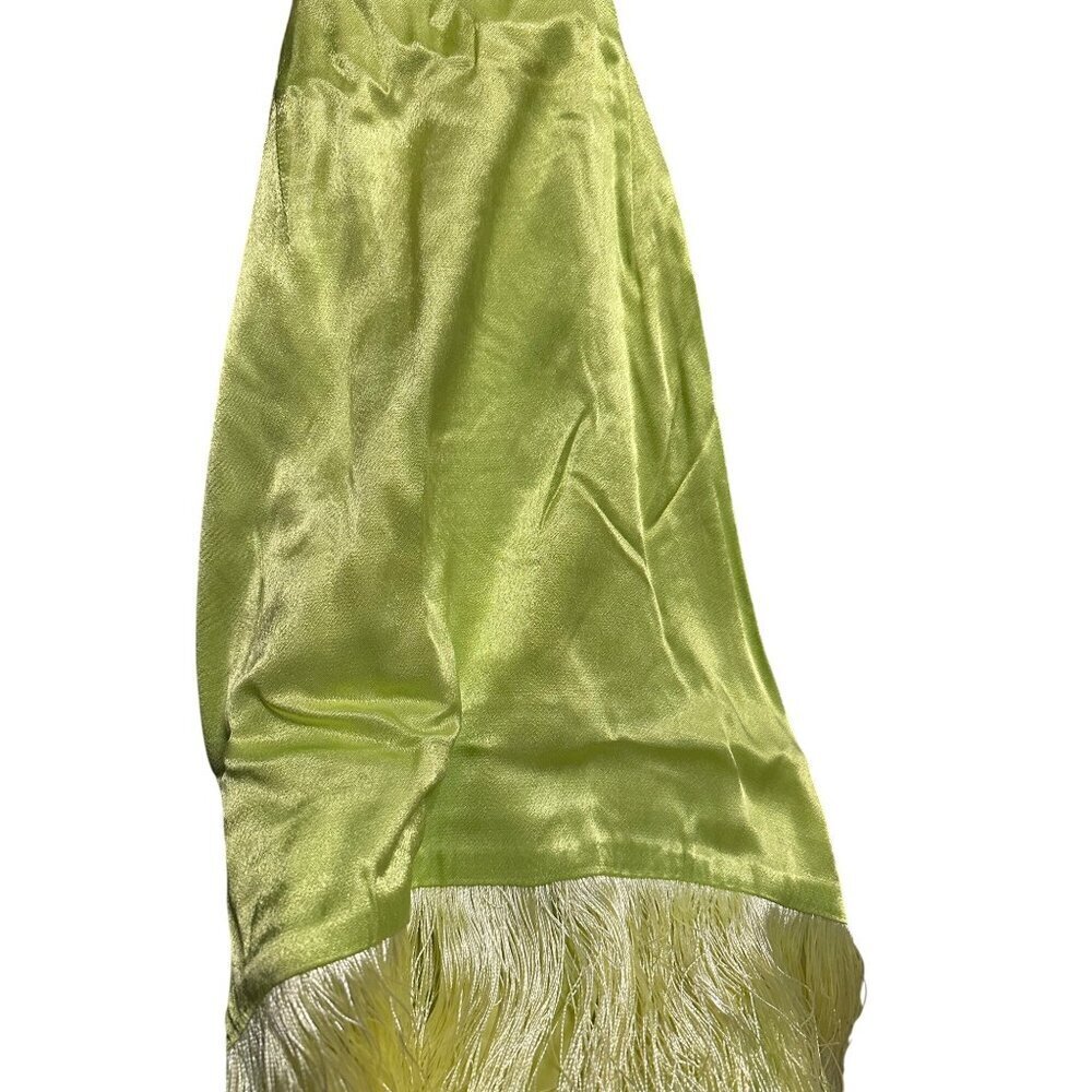 Satin Fringe Cutout XS Elliatt Citrus Leoni Halter Mini Dress In Lime Green - Picture 13 of 13